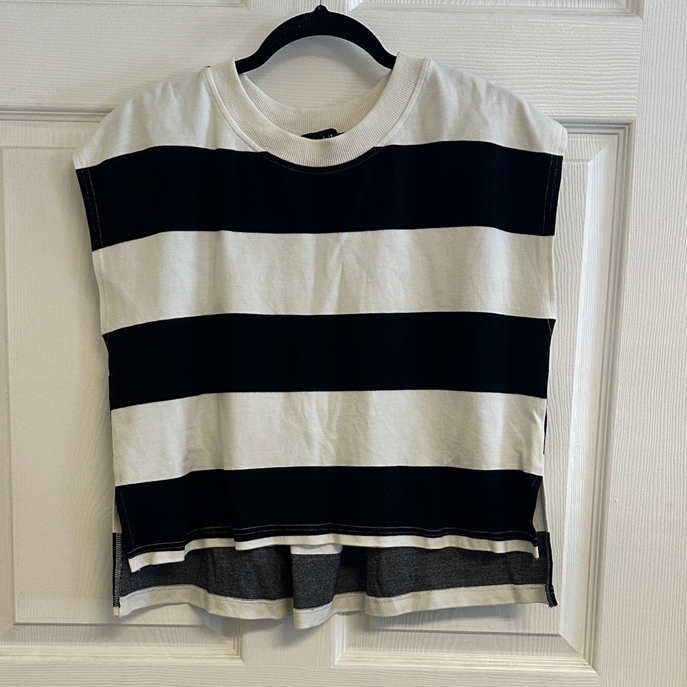 Fab’rik Black and White Striped Sleeveless Top